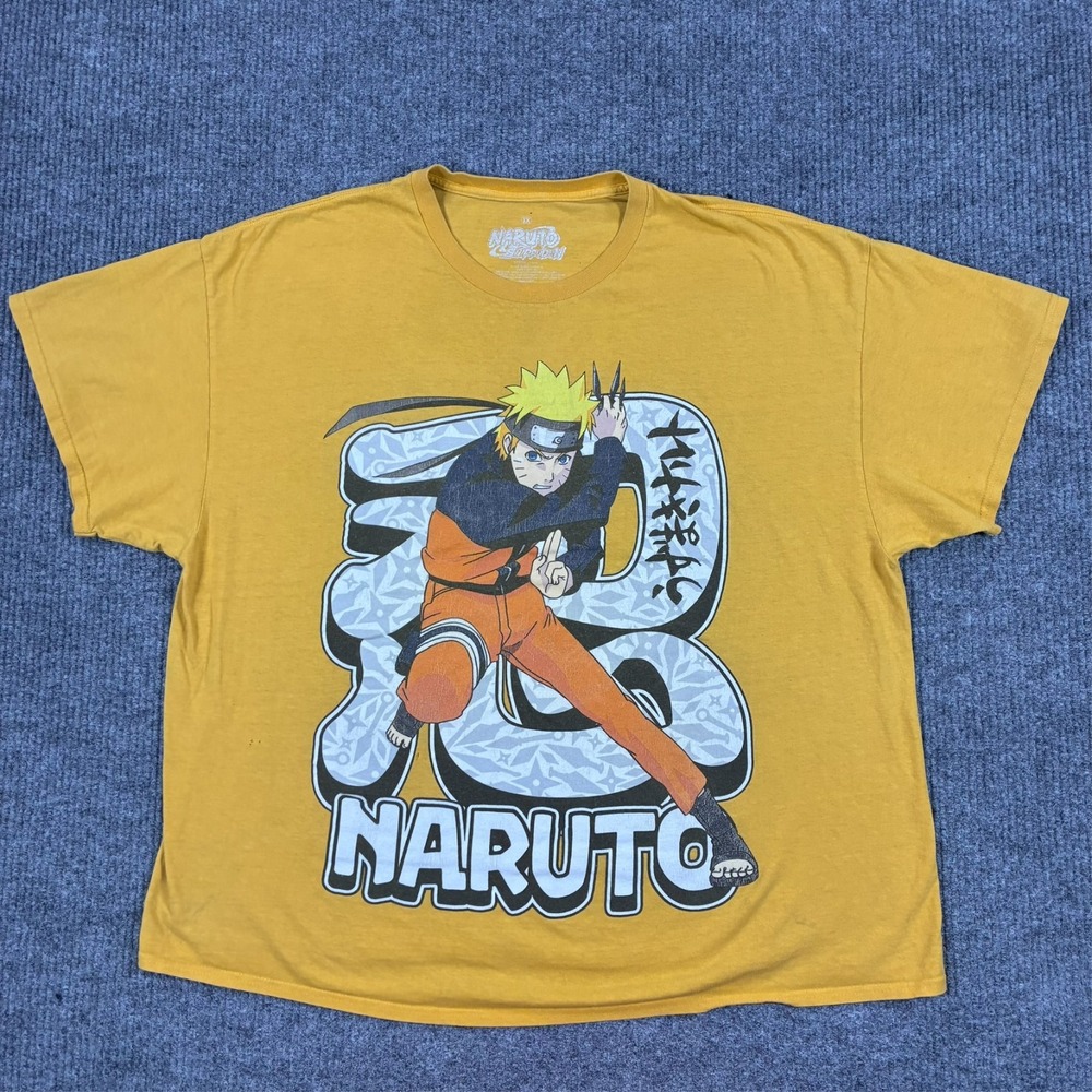 Naruto Shippuden T Shirt Mens 3XL Yellow Anime Graphic Tee Licensed Short Sleeve